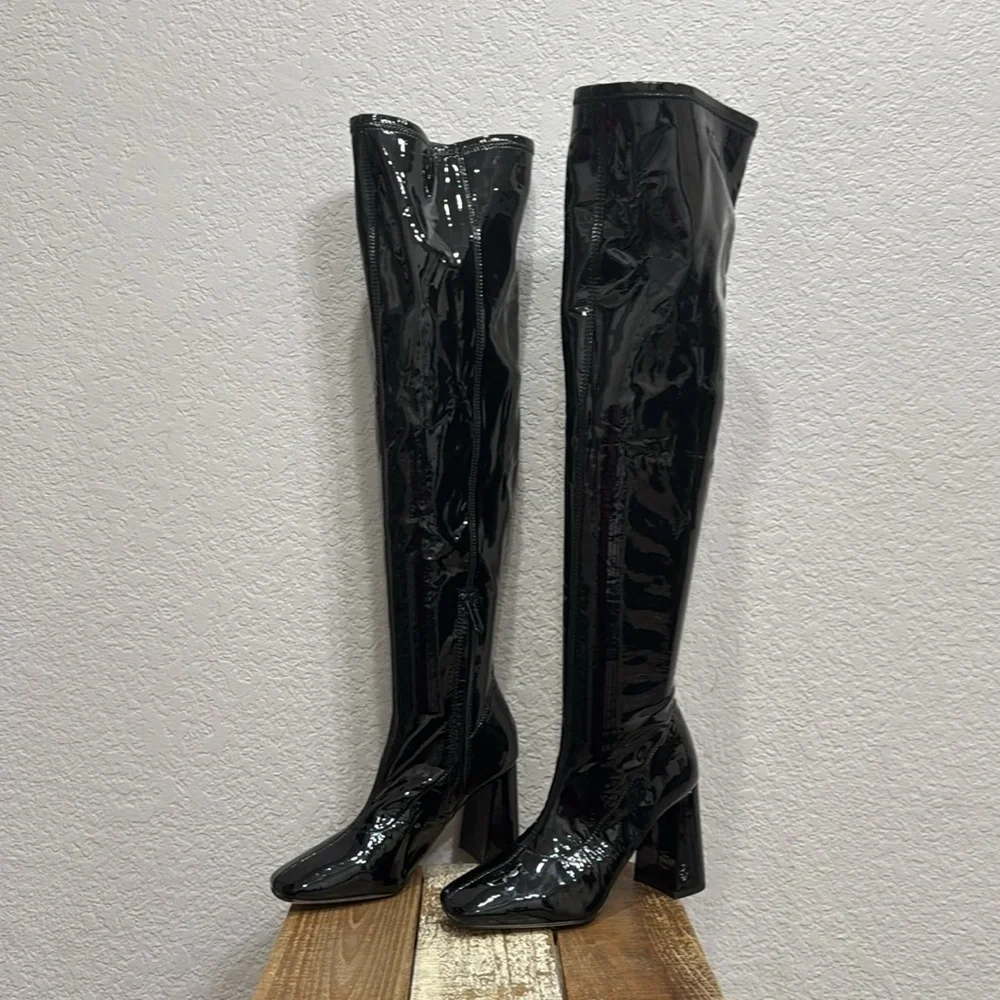 Sam Edelmanan Cosette Black Patent Over The Knee Boots Size 5.5